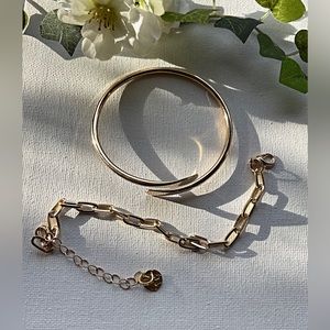 SALE..2 Bracelets. Paper Clip Bracelet and Gold Tone Cuff Bracelet.